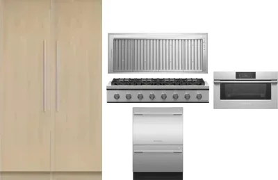 6 Piece Package Includes Refrigerator, Freezer, Cooktop, Wall Oven, Hood And Dishwasher
